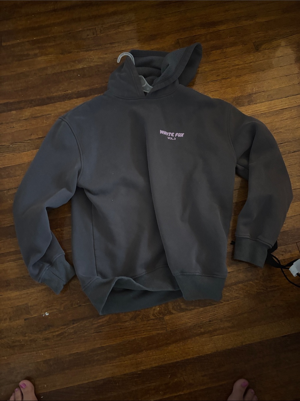 White Fox Boutique Kids Black Hoodie with Small Chest Logo
